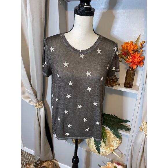 Lucky Brand Brown Stars Tee size Small Worn Retro Vintage Look Thin T-Shirt GUC - Picture 2 of 11